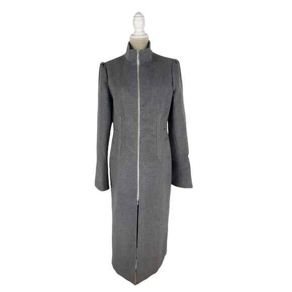 Lattelier Grey Zip Up Long Trench Coat Jacket Womens Size Small New Thumb Holes - Picture 1 of 13